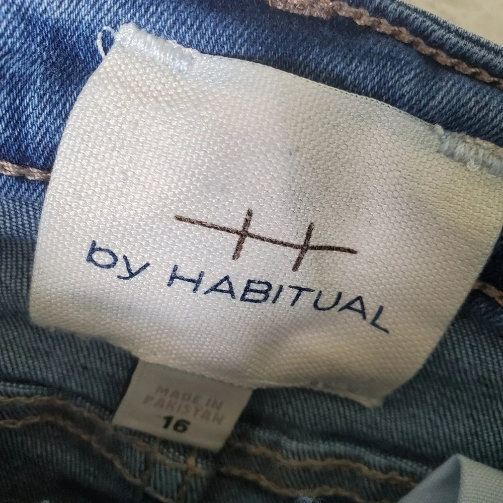 By Habitual Girls Stretch Denim Split Seam Hem Bootcut Flare Jeans Tween Size 16